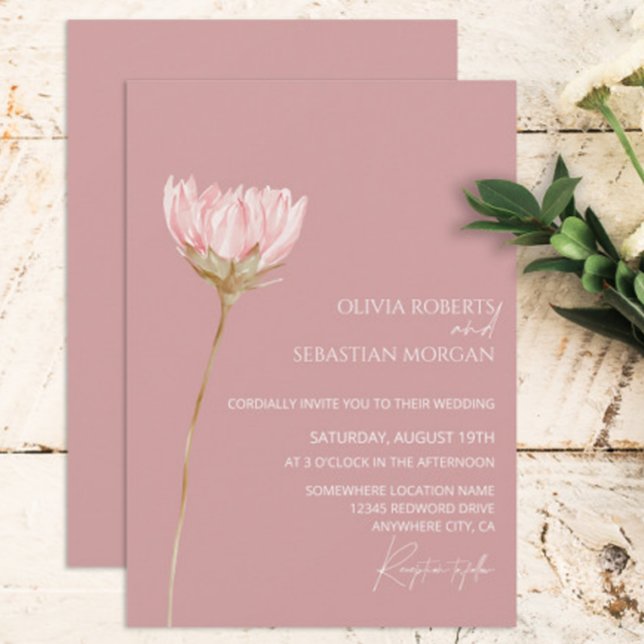 Convites Simples Wildflower Boho | Casamento de Rosa Dusty (Criador carregado)