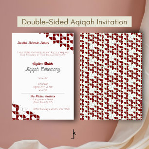 Convites SIMPLESMENTE Branco Vermelho Retro, Chamada Aqiqah