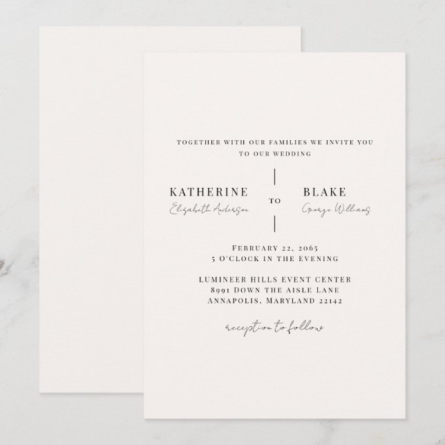 Convites Simplesmente Casamento com Champanhe Claro II (Frente/Verso)