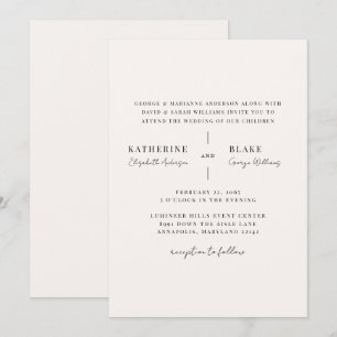 Convites Simplesmente Casamento Moderno com Champanhe Claro