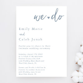 Convites Simplesmente Chic Azul Empoeirado Casamento Íntimo
