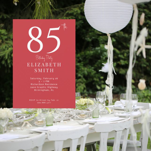 Convites Simplesmente Festa de aniversário Vermelha (Criador carregado)