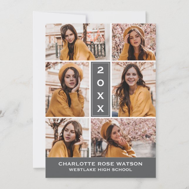 CONVITES SIMPLESMENTE O CHIC PHOTO COLLAGE GRADUATION INVIT (Frente)