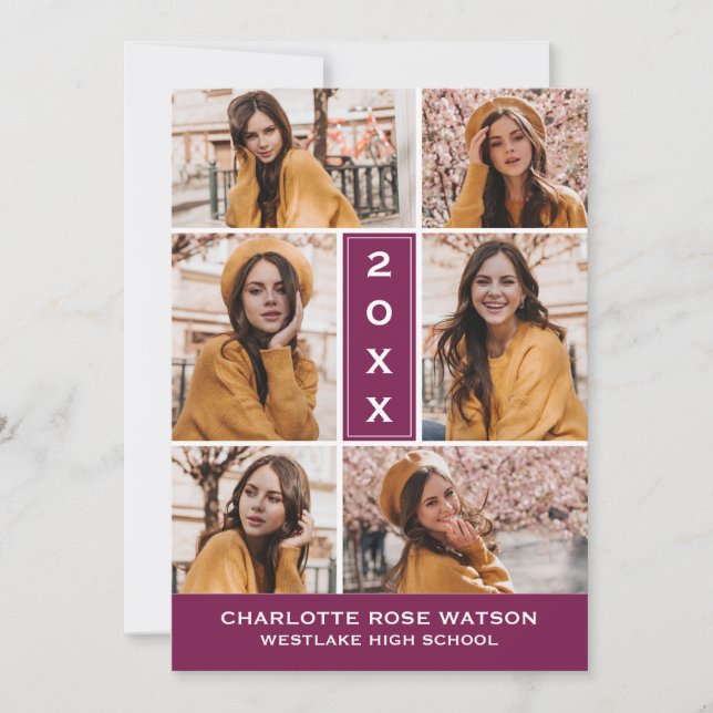 CONVITES SIMPLESMENTE O CHIC PHOTO COLLAGE GRADUATION INVIT (Frente)