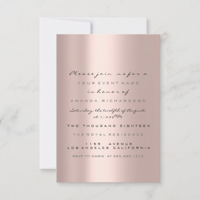 Convites Simplesmente Rosa Dourado Blush Noiva Sweet 16 (Frente)