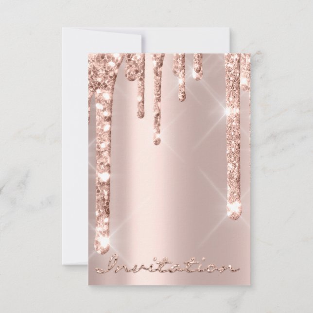 Convites Simplesmente Rosa Drips Brilho Noivado Aniversário (Verso)