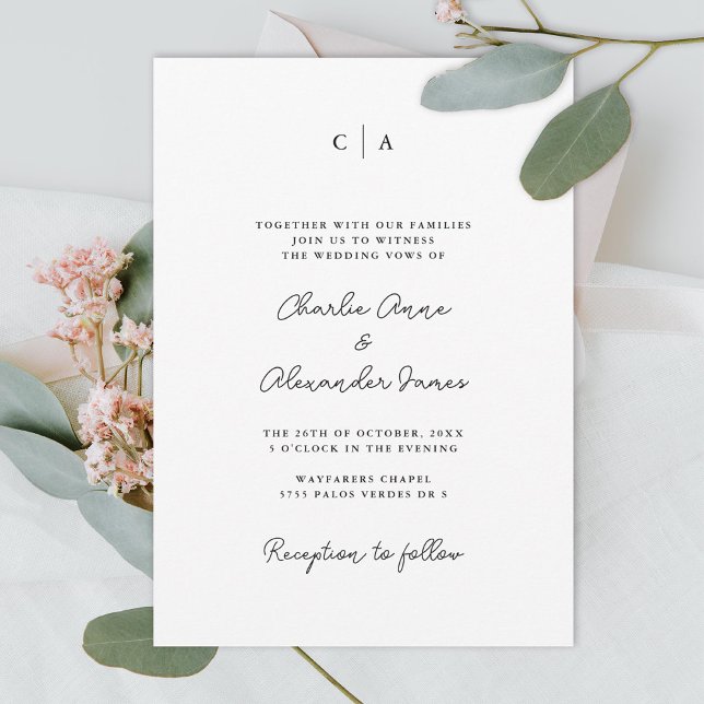 Convites Simplicidade | Casamento Monograma Minimalista (Criador carregado)