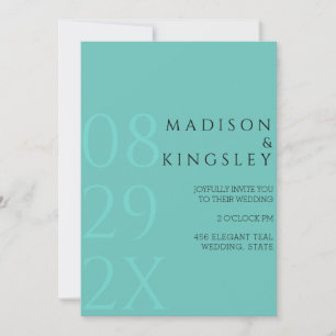 Convites Simplicidade Elegante: Casamento Mínimo Teal
