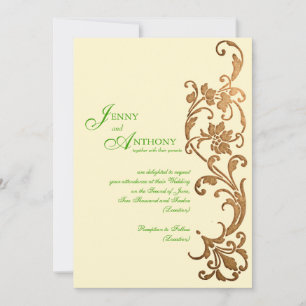 Convites Simplicidade elegante em Emerald e Bronze