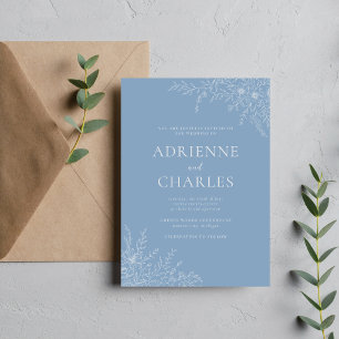 Convites Simplicidade Floral 1 Casamento Azul Glaciar Minim