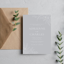 Convites Simplicidade Floral 1 Casamento Minimalista Cinza 