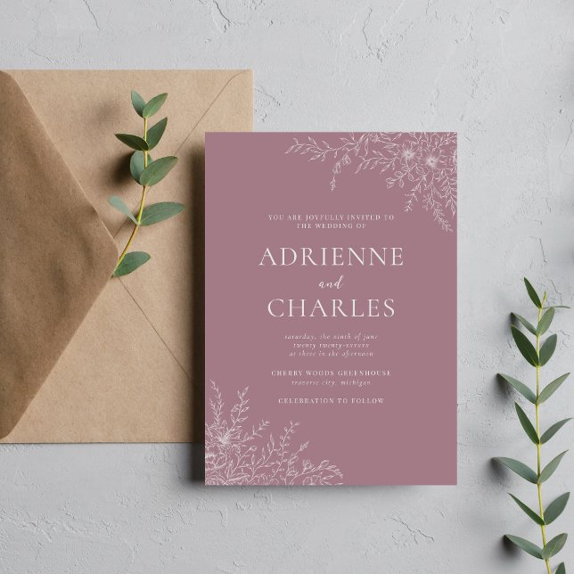 Convites Simplicidade Floral 1 Casamento Minimalista Rosa (Criador carregado)