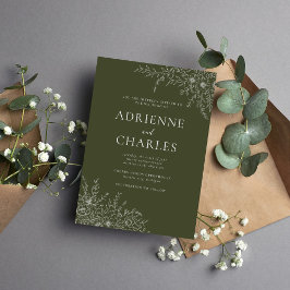 Convites Simplicidade Floral 1 Casamento Minimalista Verde 