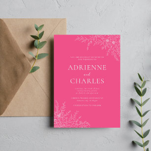 Convites Simplicidade Floral 1 Cravo Rosa Casamento Minimal