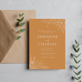 Convites Simplicidade Floral 1 Laranja Apricot Casamento Mi