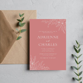 Convites Simplicidade Floral 1 Rosa Empoeirada Casamento Mi