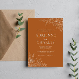 Convites Simplicidade Floral 1 Terracota Casamento Minimali