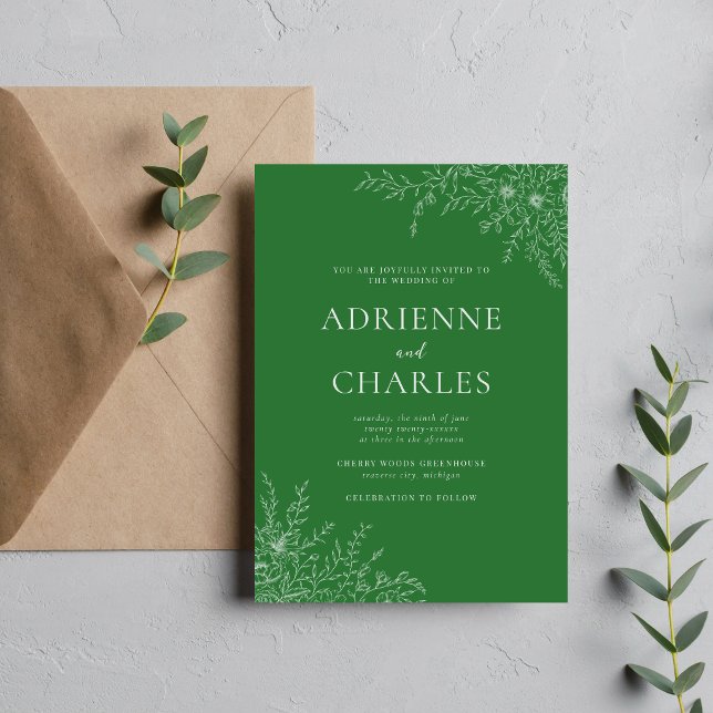 Convites Simplicidade Floral 1 Verde de Prado Casamento Min (Criador carregado)