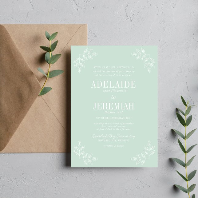 Convites Simplicidade Verdadeira Casamento Floral De 6 Mint (Criador carregado)
