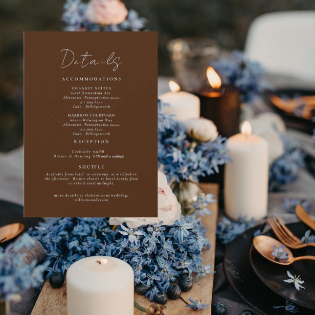 Convites Simply Brown Wedding Details Enclosure (Criador carregado)