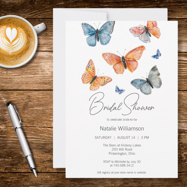 Convites Simply Watercolor Butterflies Bridal Shower  (Criador carregado)
