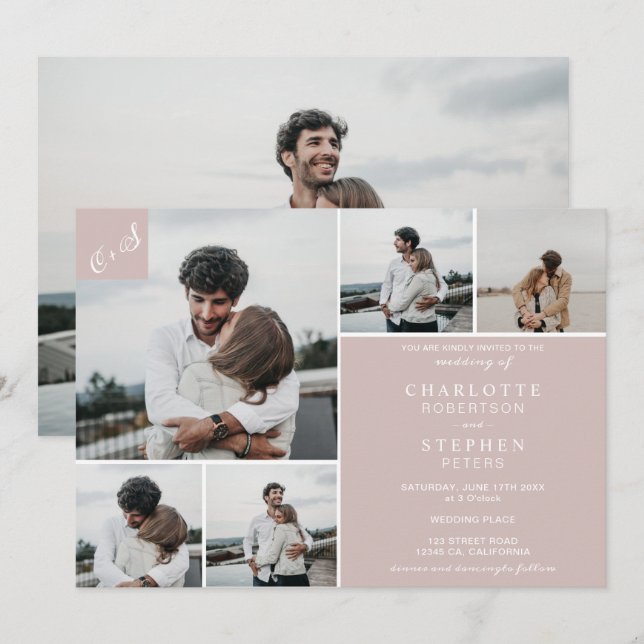 Convites Sinais casuais minimalistas embaçados 6 fotos casa (Frente/Verso)