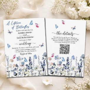 Convites Sinais de Casamento QR Code de Flores Silvestres B