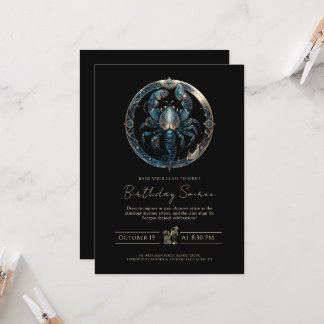 Convites Sinal Celestial de Escorpião Cósmico Preto Dourado
