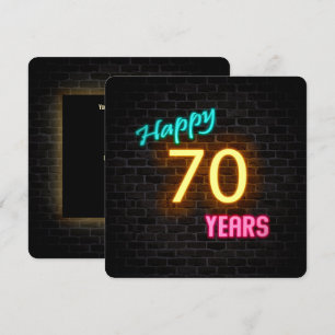 Convites Sinal de aniversário de Neon 70, brilhando no tij