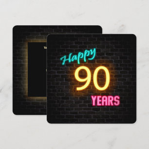 Convites Sinal de aniversário de Neon 90, brilhando no tij