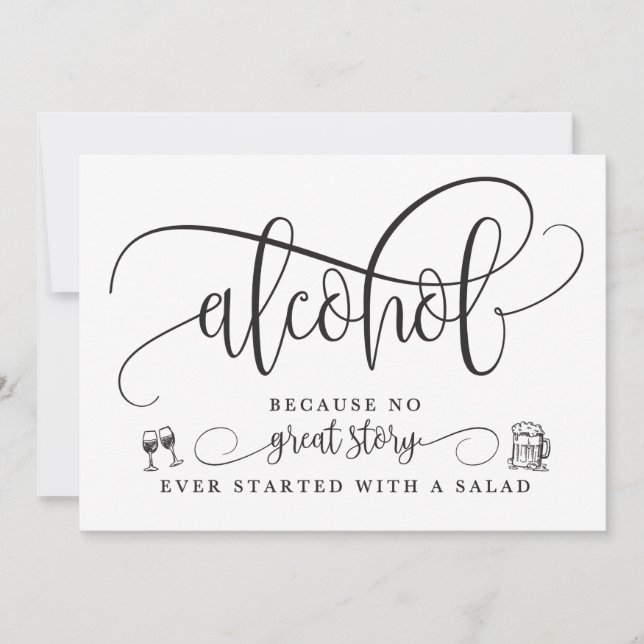 Convites Sinal de Bar de Álcool de Casamento (Frente)
