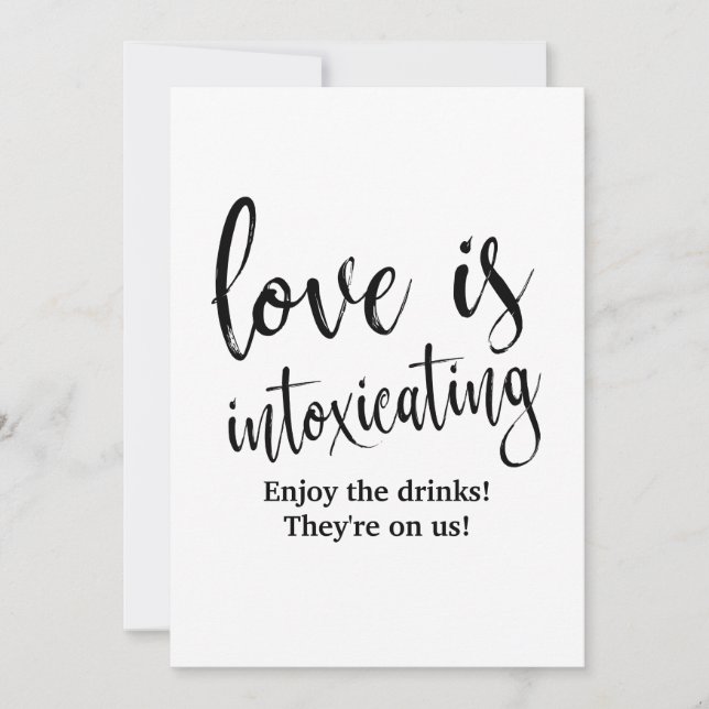 Convites Sinal de Bar de Casamento Acessível Amor é Embriag (Frente)
