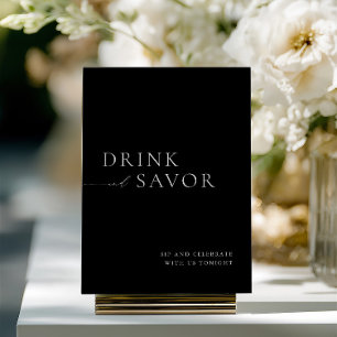 Convites Sinal de Bar de Casamento Beber & Saborear Branco