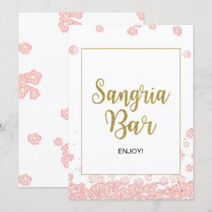Convites Sinal de Bar de Sangria  Chá de panela rosa e Dou