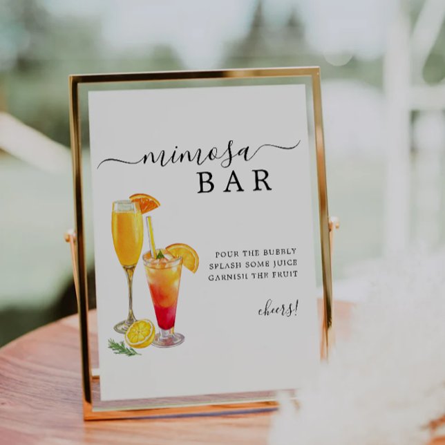 Convites Sinal de Bar Mimosa, Sinal de Bar de Casamento Min (Mimosa Bar Sign, Minimalist Wedding Bar Sign, Invitation)