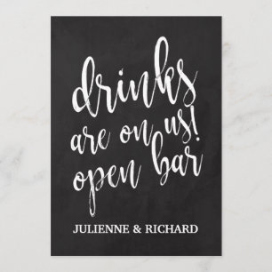 Convites Sinal de barra aberta de casamento com lousa acess