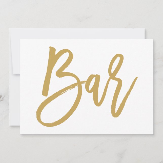Convites Sinal de Barra de Casamento em Letra Dourada Chic (Frente)