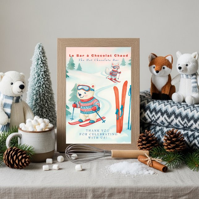 Convites Sinal de barra de chocolate quente Boho SKi Bébé A (Après Bébé SKi Baby Boho Hot Chocolate Bar Sign)