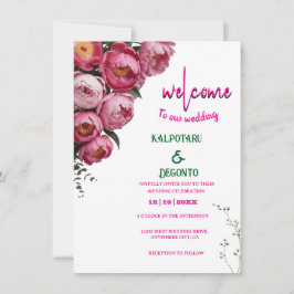 Convites Sinal de Boas-Vindas de Casamento Floral Rosa Eleg
