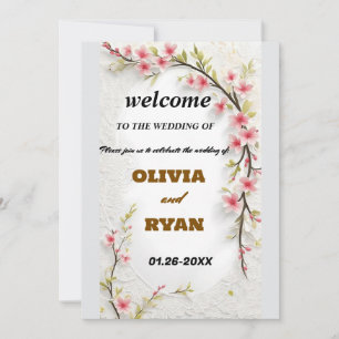 Convites sinal de boas-vindas do casamento floral elegante