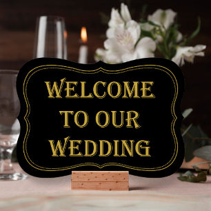 Convites Sinal de boas-vindas do casamento Gatsby, de Black
