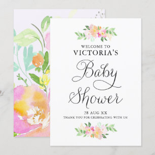 Convites Sinal de boas-vindas floral do chá de fraldas da