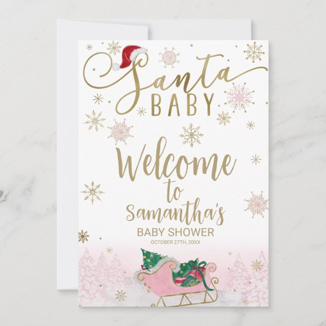 Convites Sinal de Boas-Vindas Santa Baby Churrasco de Natal (Frente)