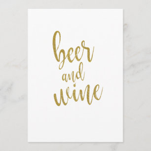 Convites Sinal de Brilho Dourado de Cerveja e Vinho Acessív