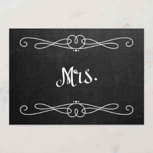 Convites Sinal de Cadeira de Casamento "Sra." Estilo Quadro