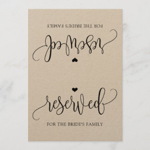 Convites Sinal de Caligrafia Rústica Reservado (Kraft)
