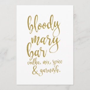 Convites Sinal de casamento acessível Bloody Mary Bar Gold