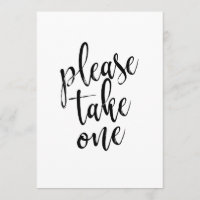 Sinal de Casamento Acessível 'Por Favor, Pegue Um'