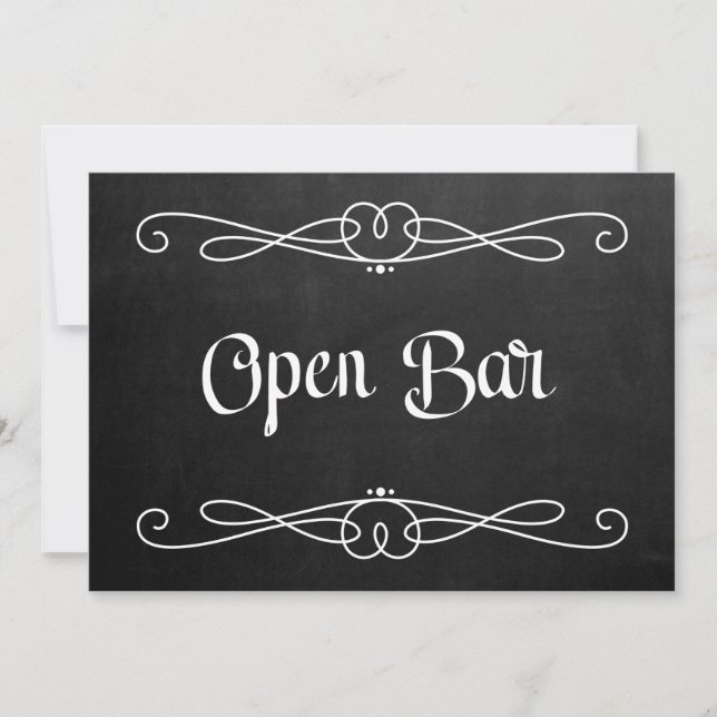Convites Sinal de Casamento "Bar Aberto" Estilo Quadro Negr (Frente)