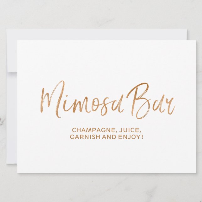 Convites Sinal de casamento "Bar Mimosa" | Rosa Dourada na  (Frente)